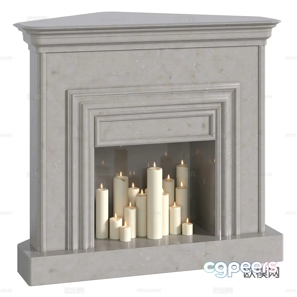 Modern Italian stone fireplace Candlestick 3d model