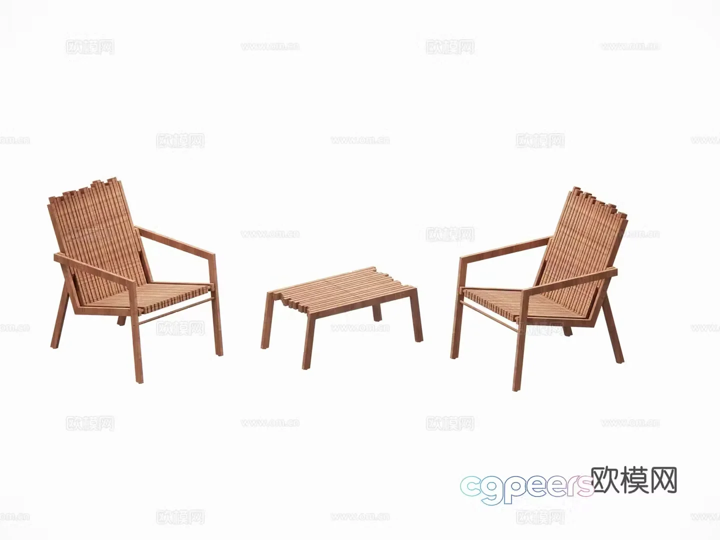 Modern outdoor courtyard garden Dining table and chairs Solid wood Teak leisure table and chairs Tea table combination 3D model