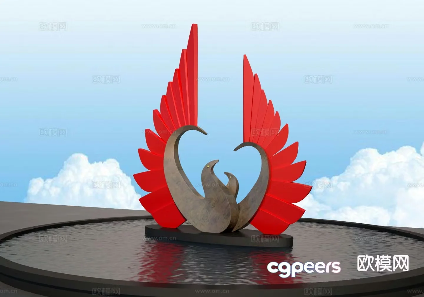 Phoenix sculpture urban sculpture 3d model