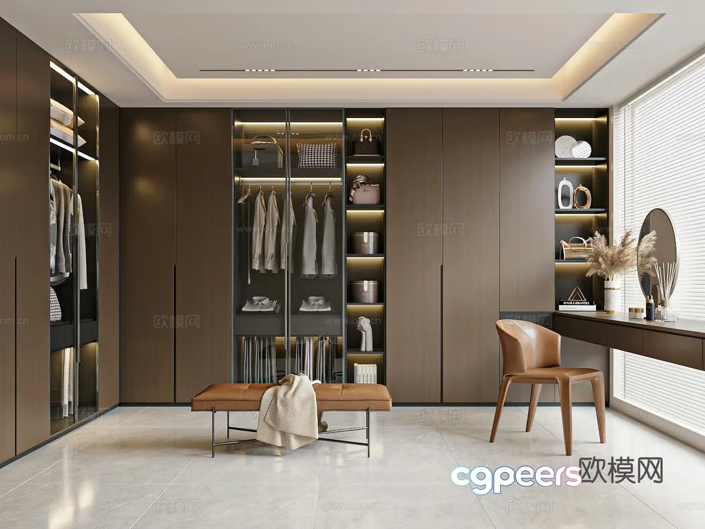 Modern Italian style cloakroom dressing table cloakroom dressing room 3d model