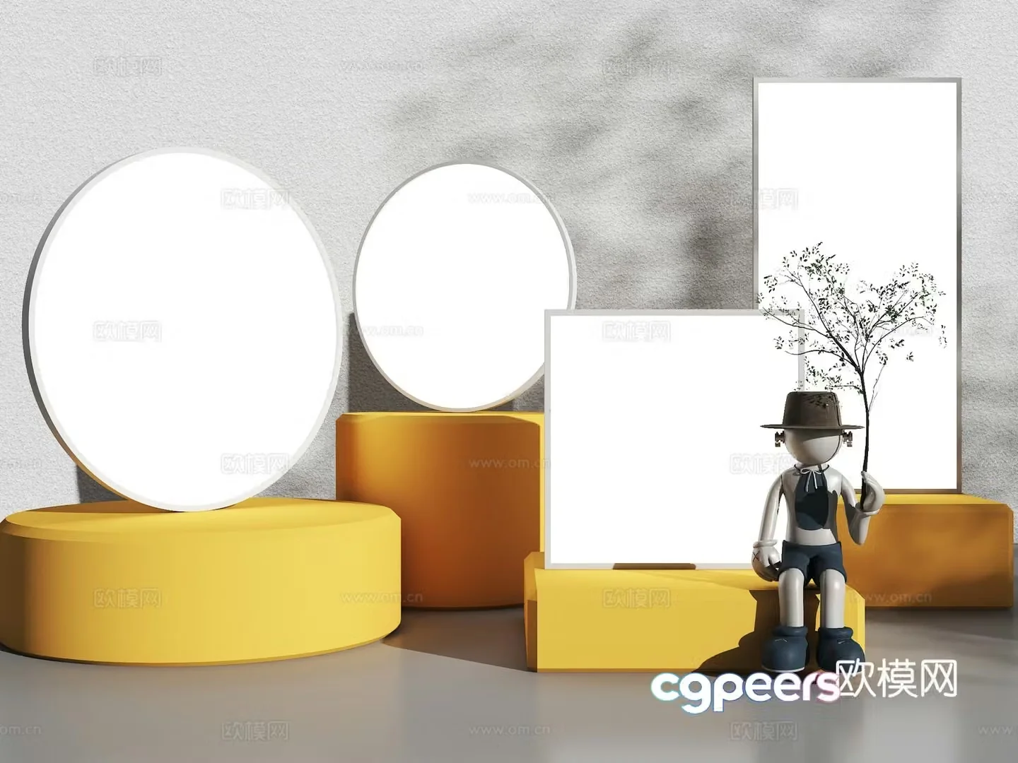 Round ceiling lamp Disc lamp Narrow edge ceiling lamp Square ceiling lamp White lamp film and simple 3D model