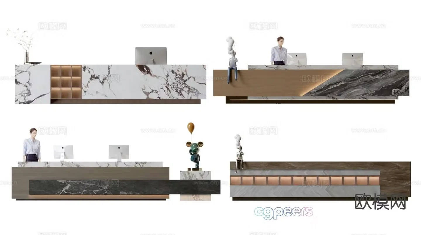 Modern front desk reception desk service desk 3d model