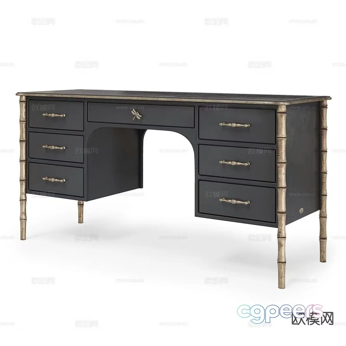 American desk writing desk 3d model