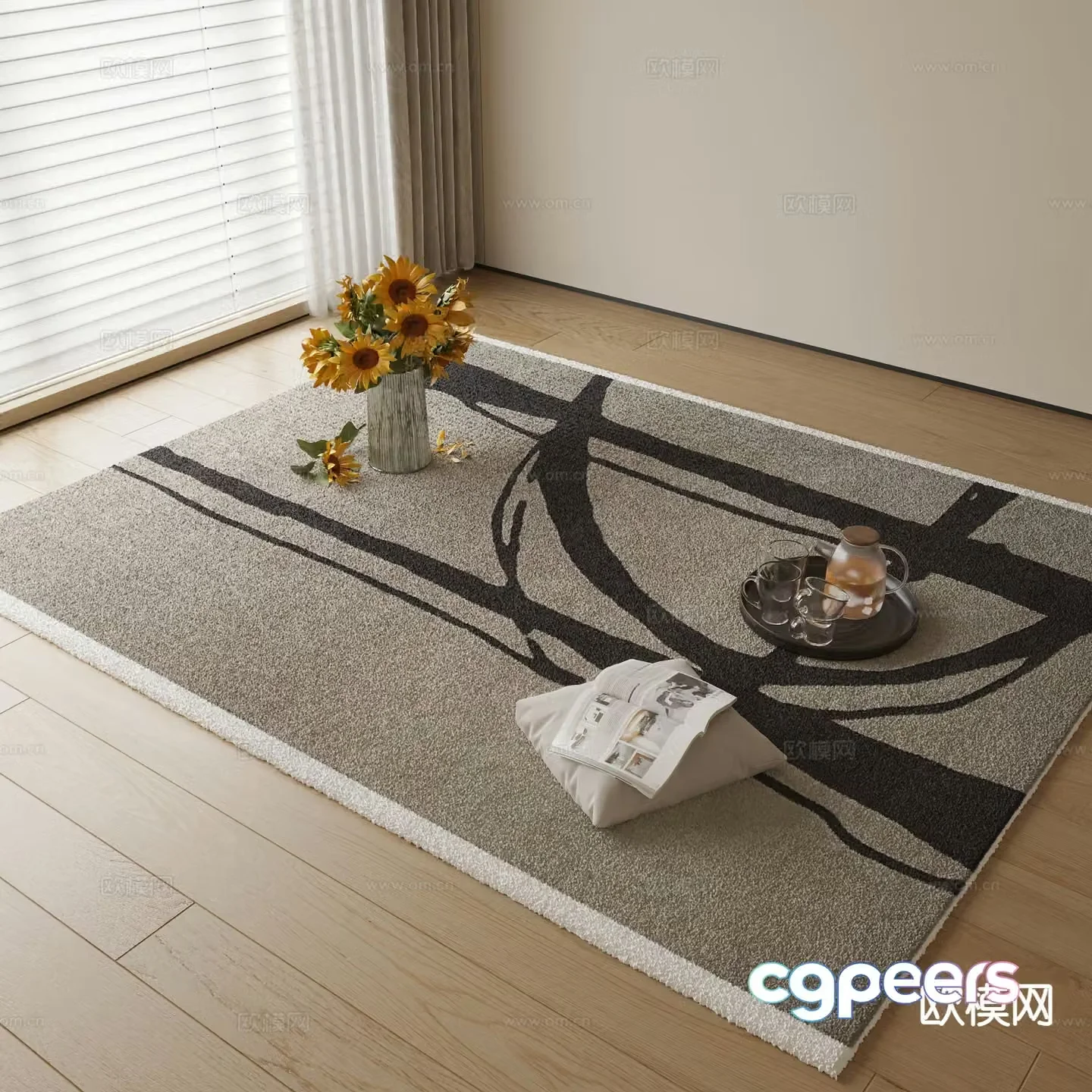 abstract carpet square rug 3d model