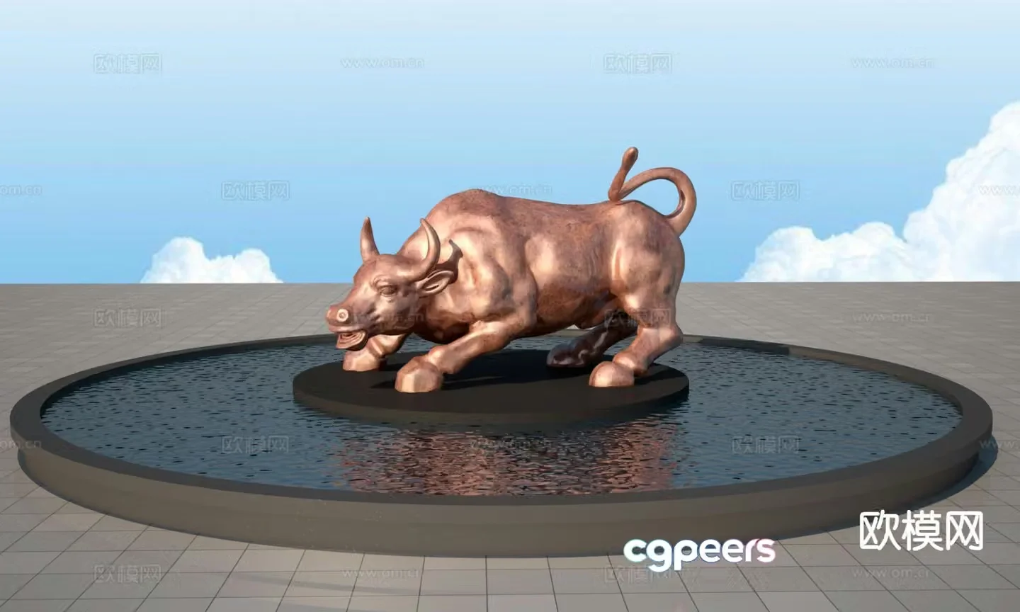 Pioneer Cow Sculpture Landscape Sculpture 3D Model