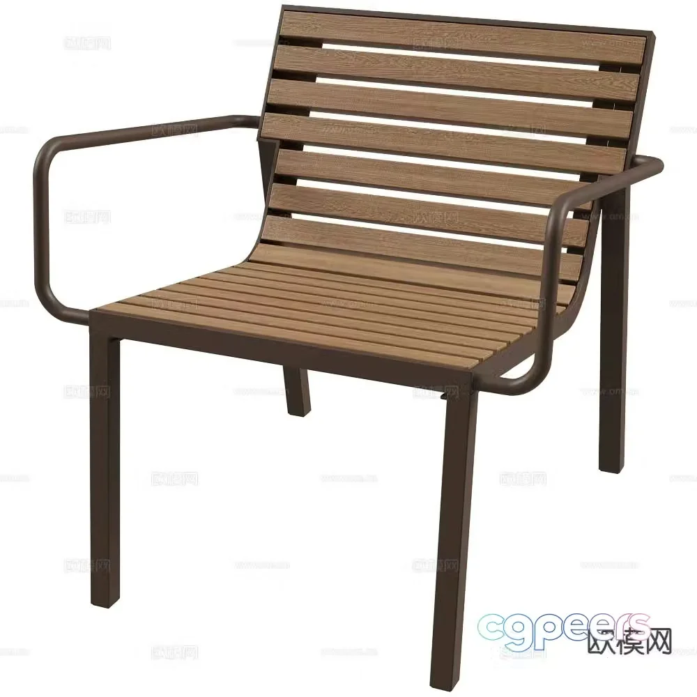 mmcite Nordic outdoor chair wooden chair armchair 3d model