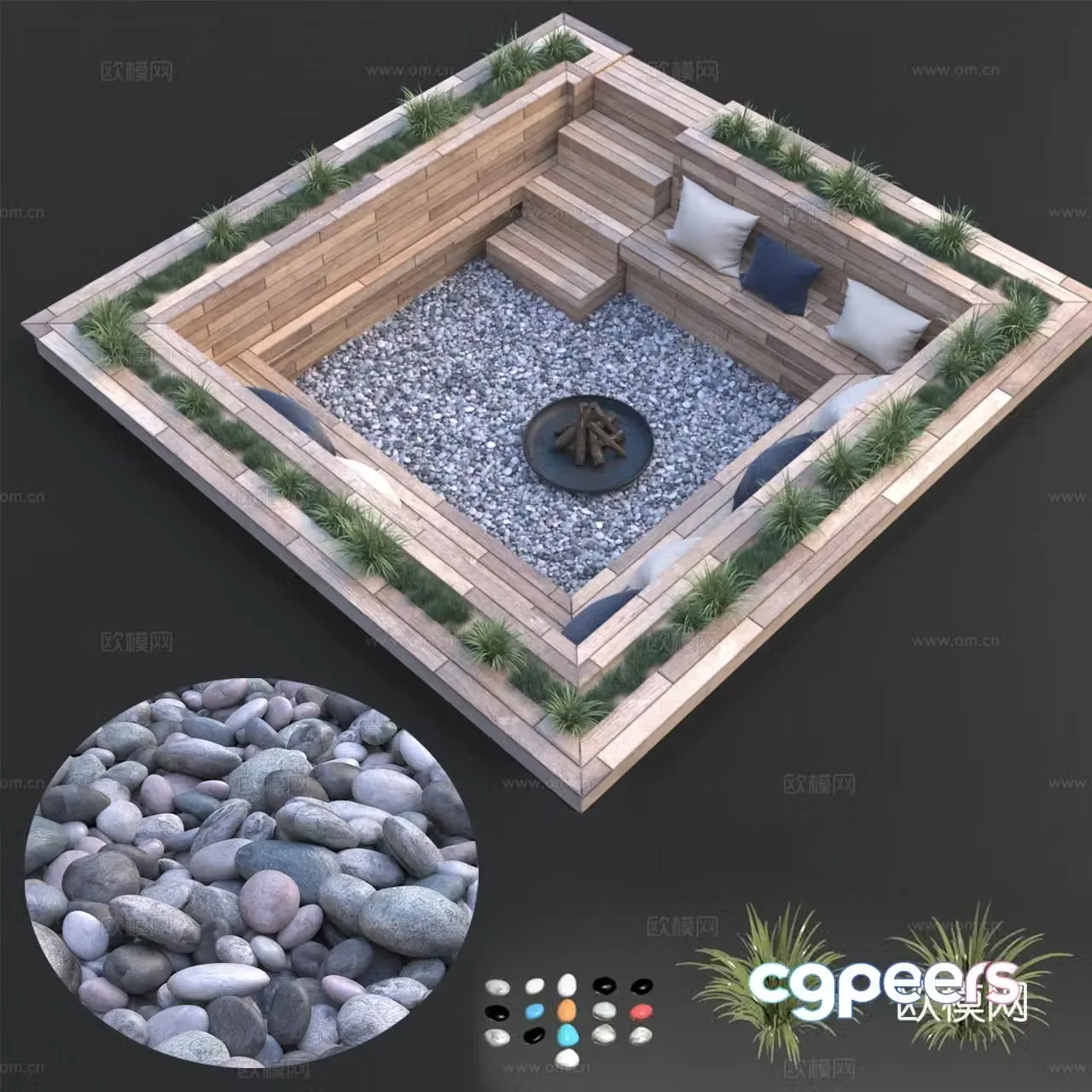 Sinking bench bonfire stove 3d model