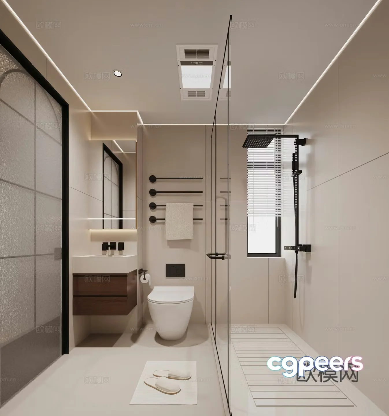 Cream bathroom 3d model