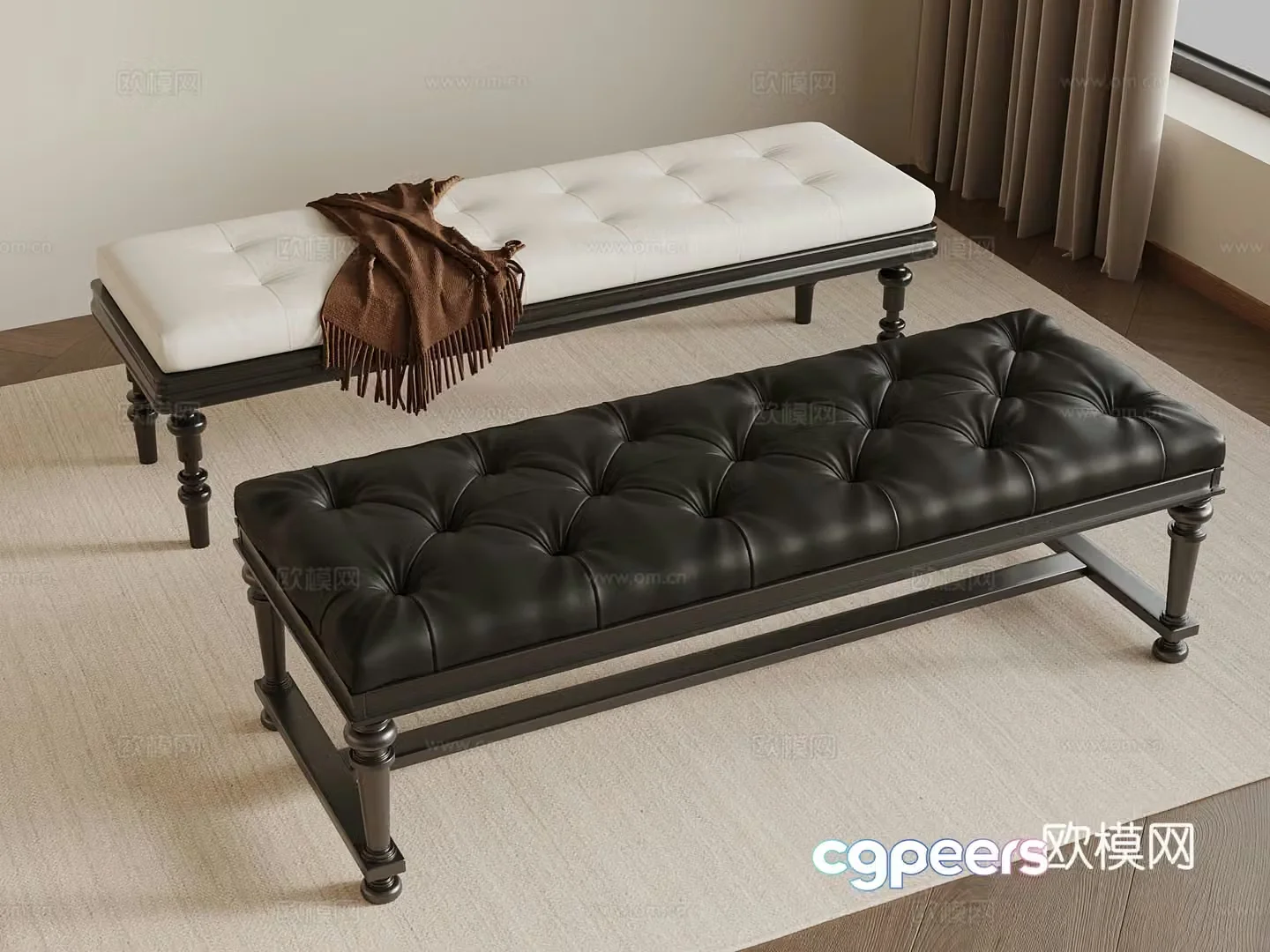 Shoe change stool French shoe change stool bench 3d model