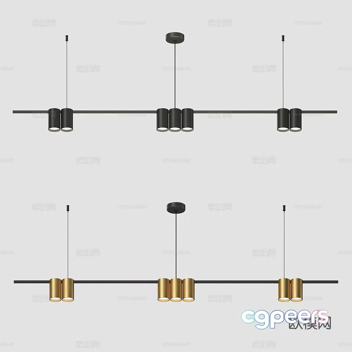 Light luxury chandelier long chandelier 3d model