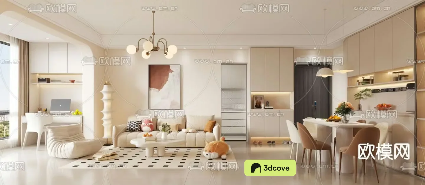 Creamy living room dining room