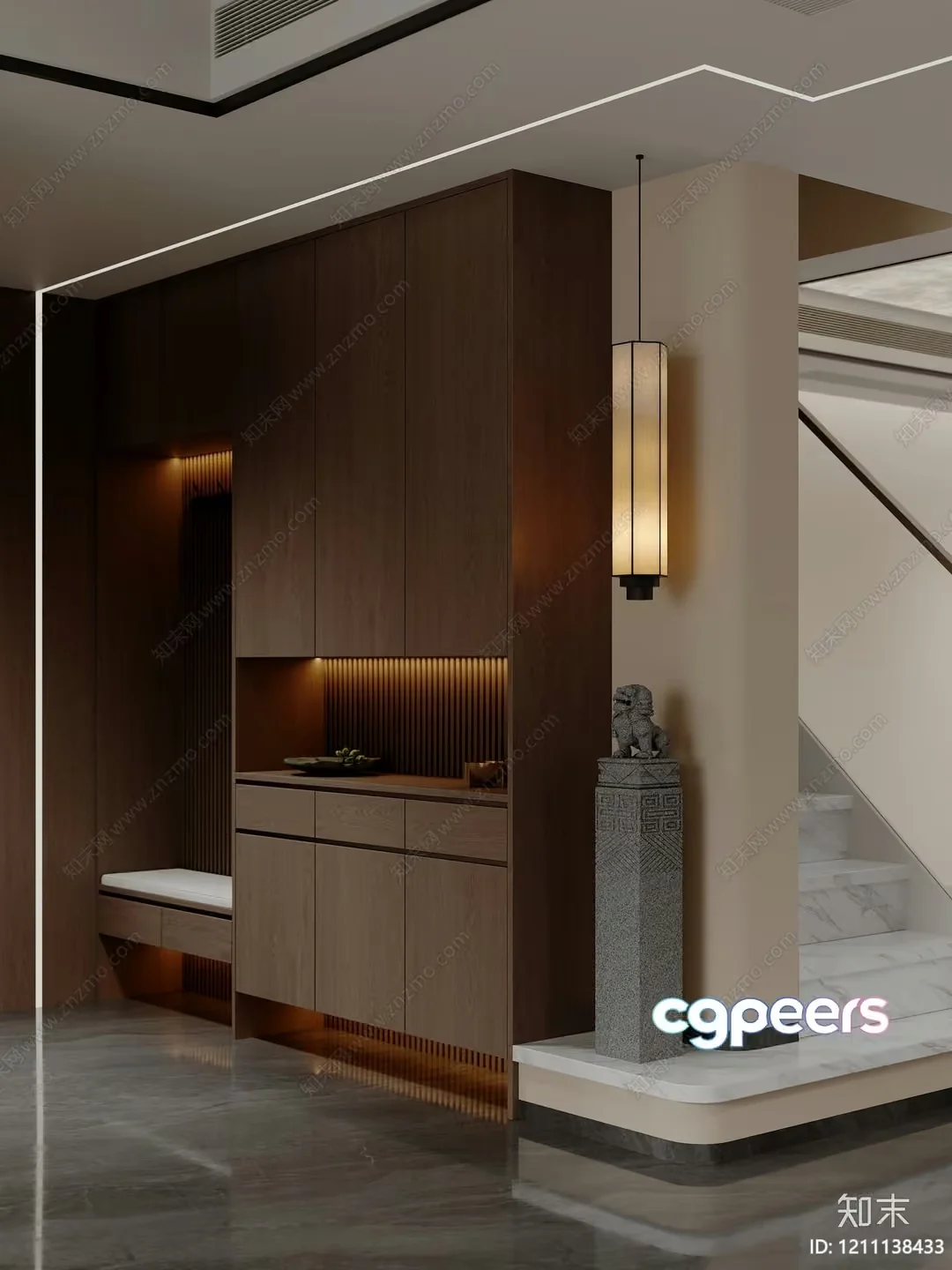 Modern Asian-Inspired Interior Design 3D Model – 20450 – VRAY Render