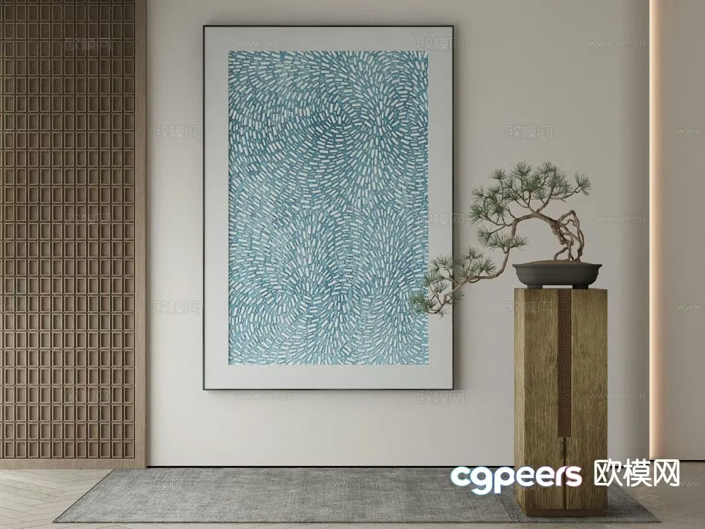 New Chinese style decorative painting solid color painting abstract painting 3d model