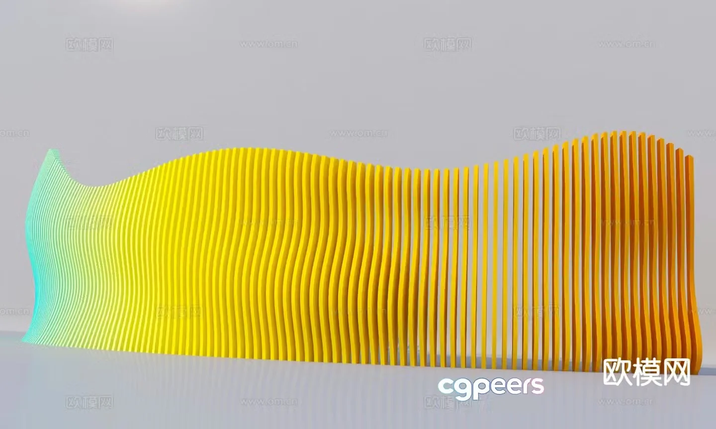 Modern gradient color landscape wall 3d model