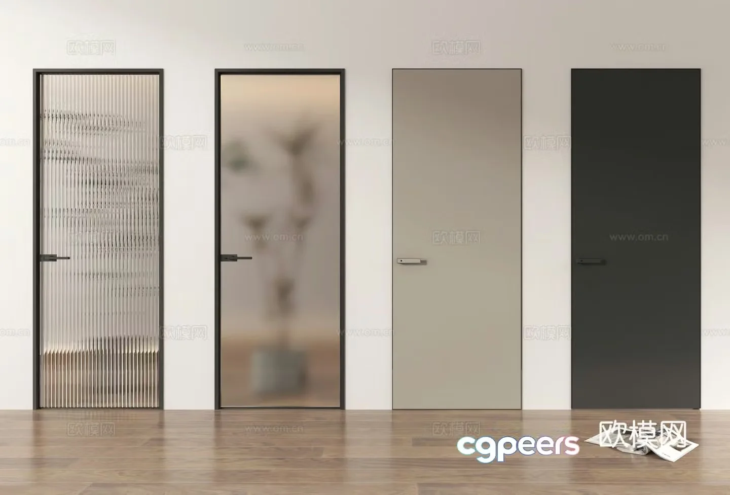 Single-open door Kitchen and bathroom door Bathroom door Room door Bedroom door 3D model