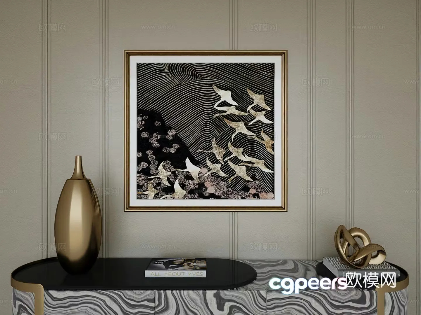Italian light luxury high-end hanging painting 3D model