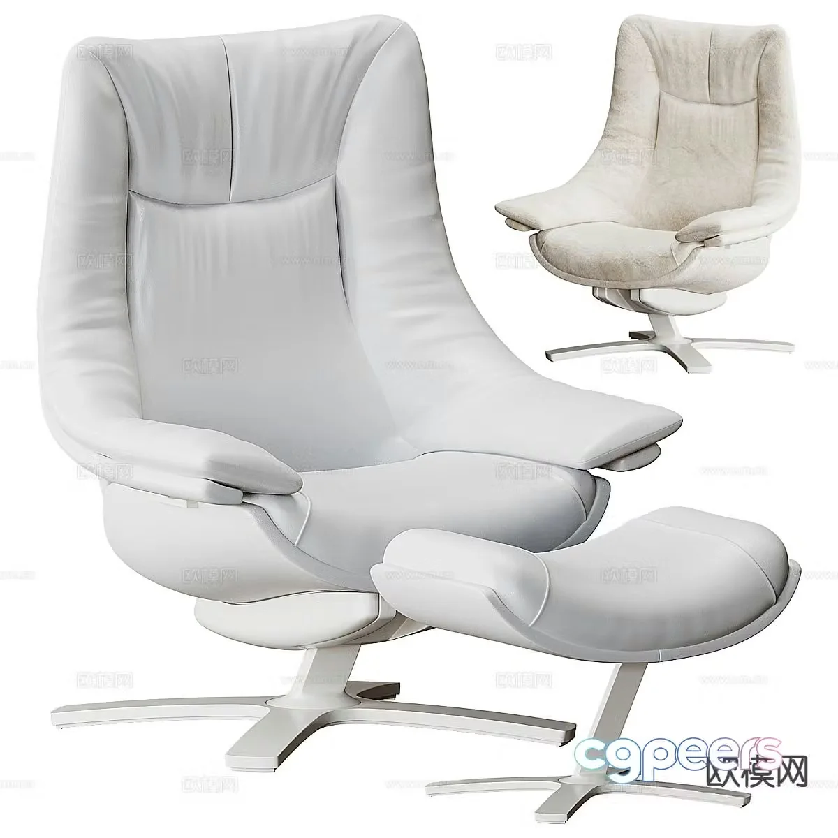 Italian style leisure chair footrest sofa chair 3d model
