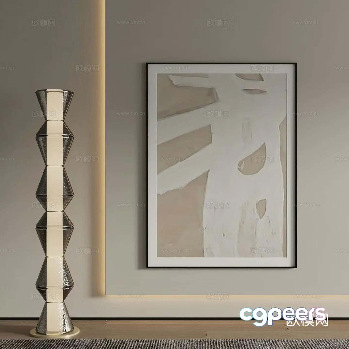 Modern abstract painting decorative painting 3d model
