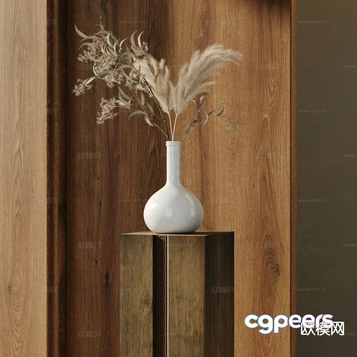 New Chinese vase floral arrangement flowers dried branches 3d model