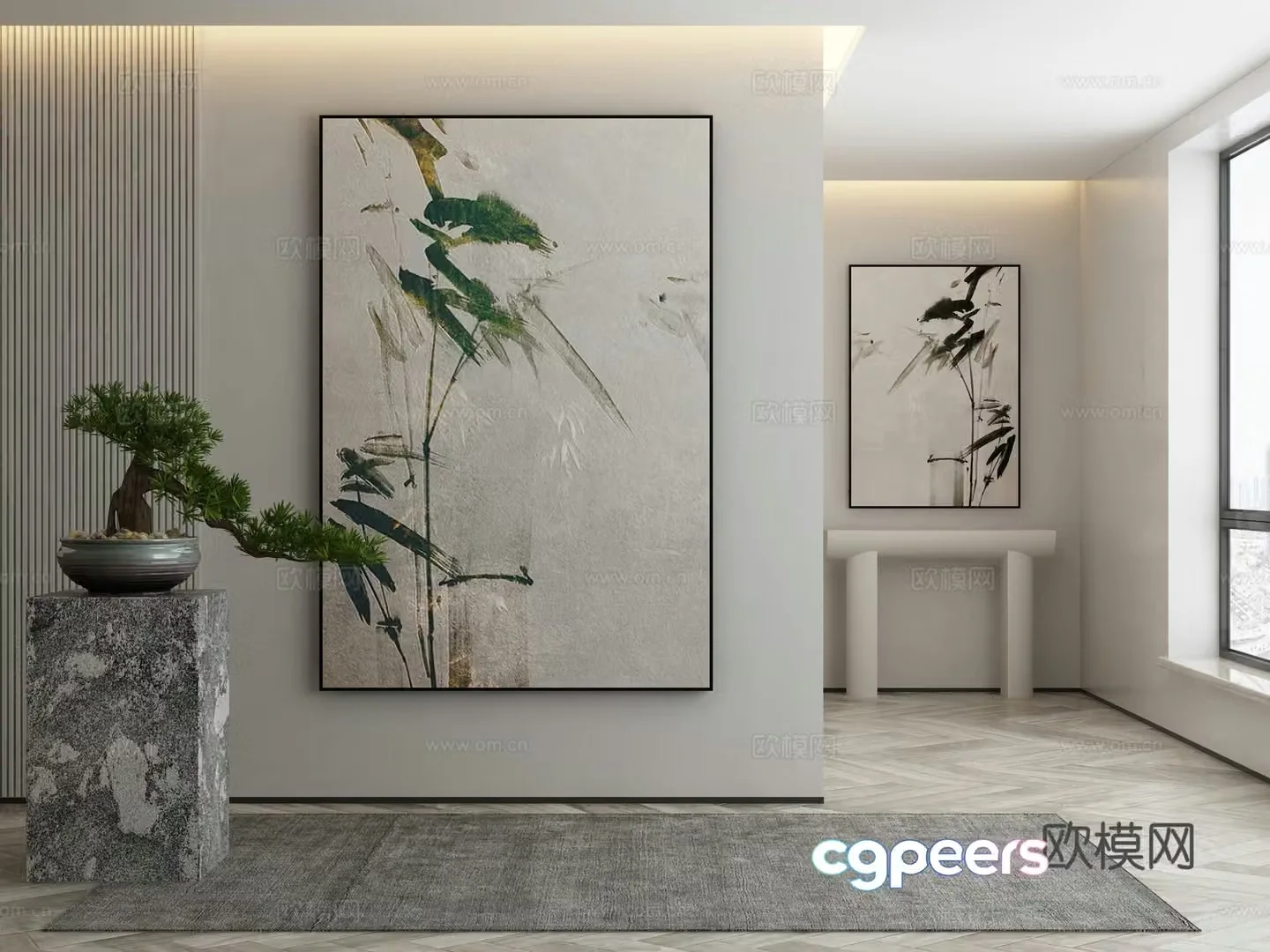 New Chinese style ink painting decorative painting 3D model