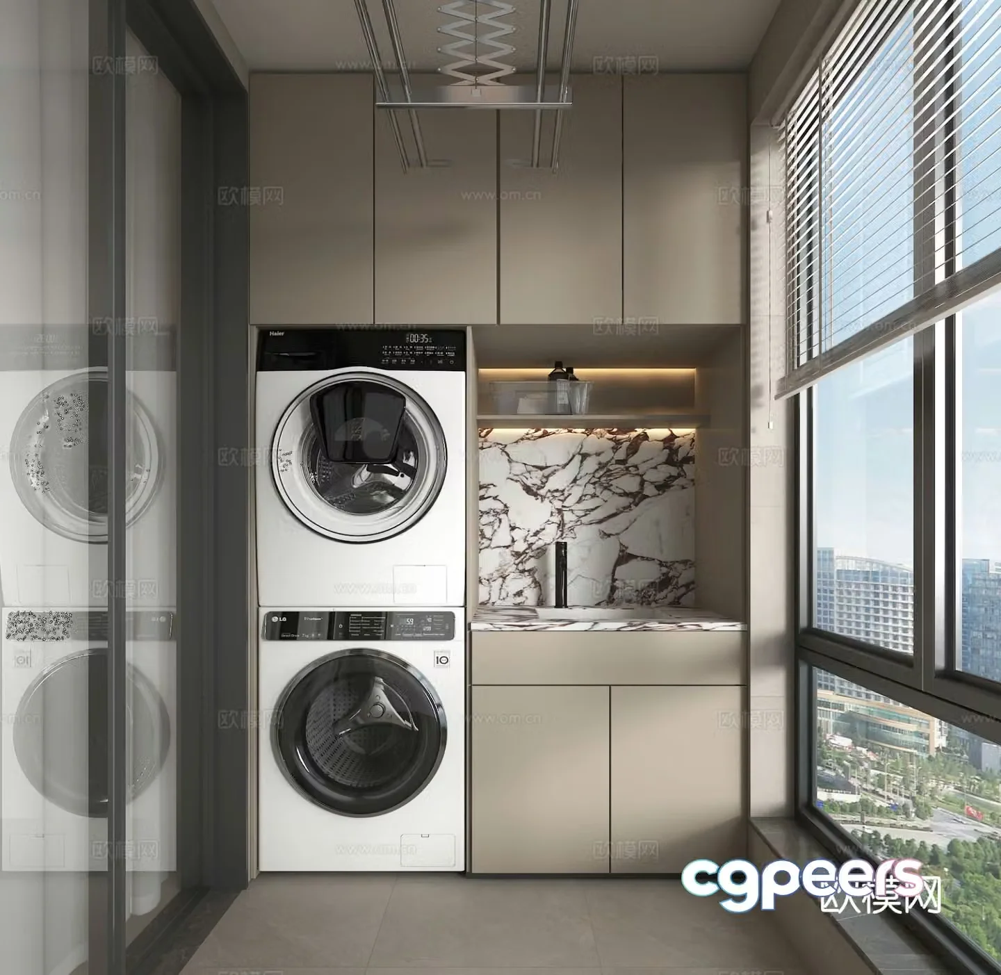 Washing machine cabinet balcony cabinet 3d model