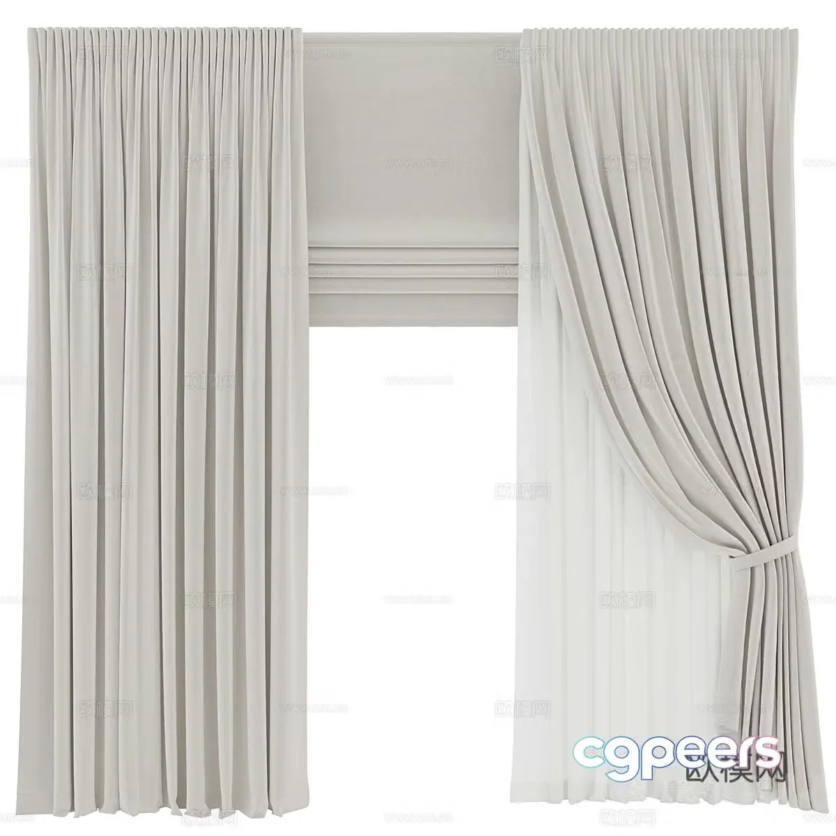 New Chinese plain fabric curtain 3D model