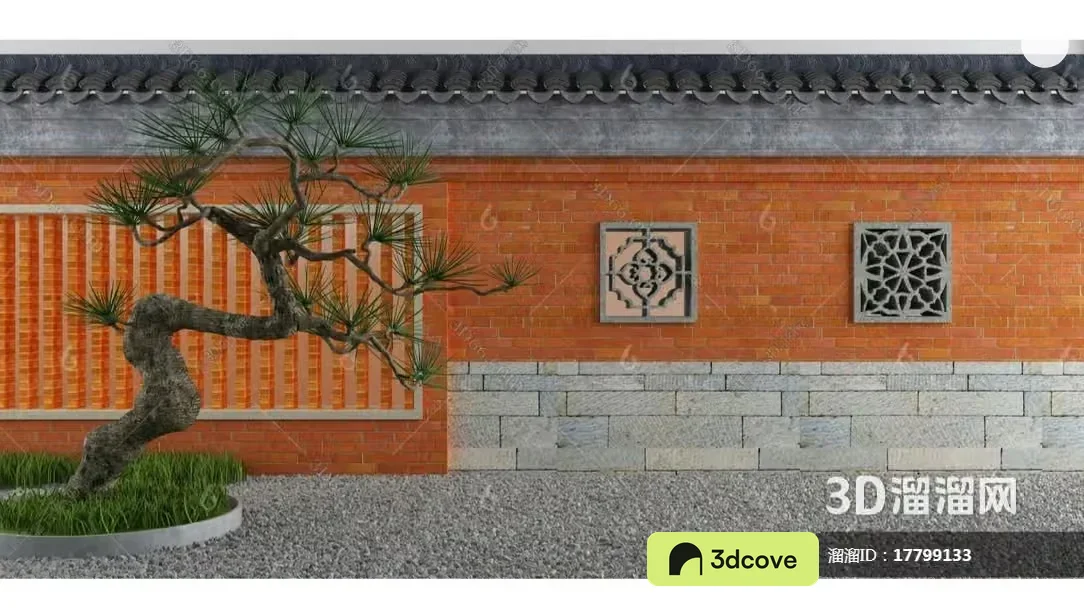 A 3D Rendering Of An Orange Brick Wall