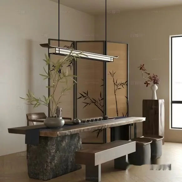Modern Asian-Inspired Dining Room 3D Model – 2485 – CORONA Render