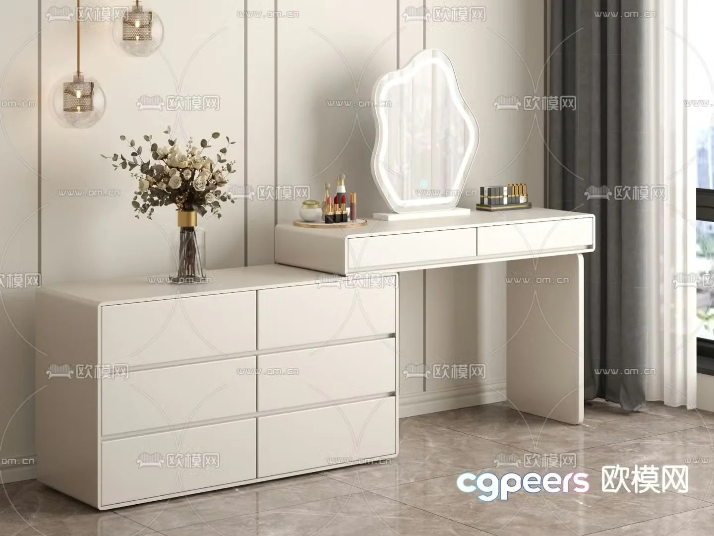 Light luxury dressing table 3D model