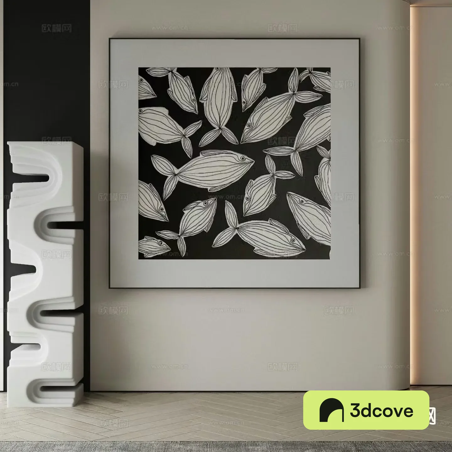 Modern decorative painting black and white hanging painting