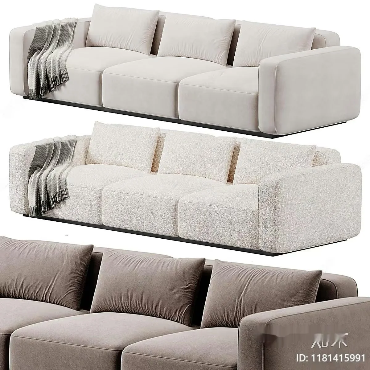 Modern Beige Sofa 3D Model – 3802 – VRAY Render