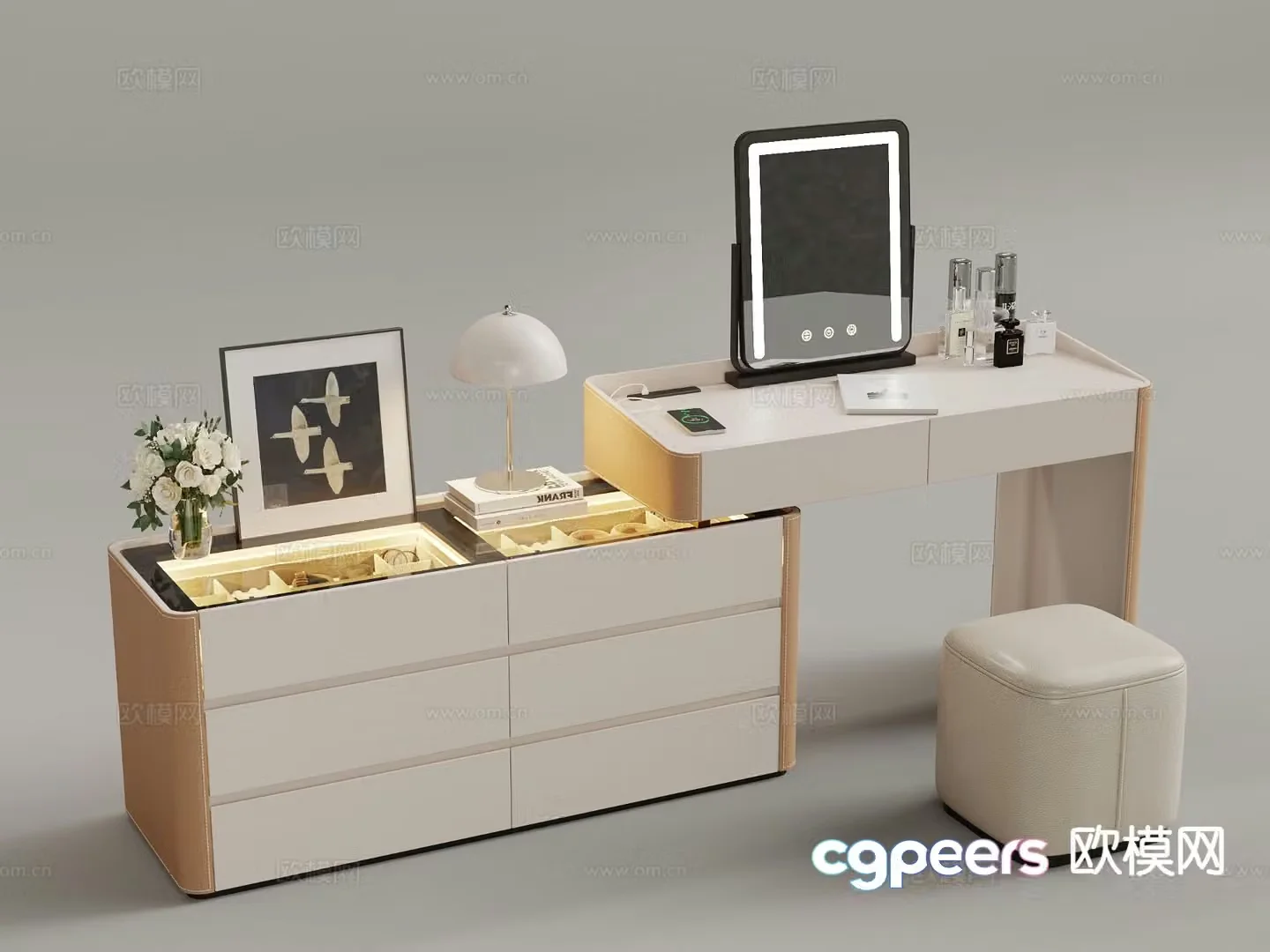 Medieval style dressing table 3d model