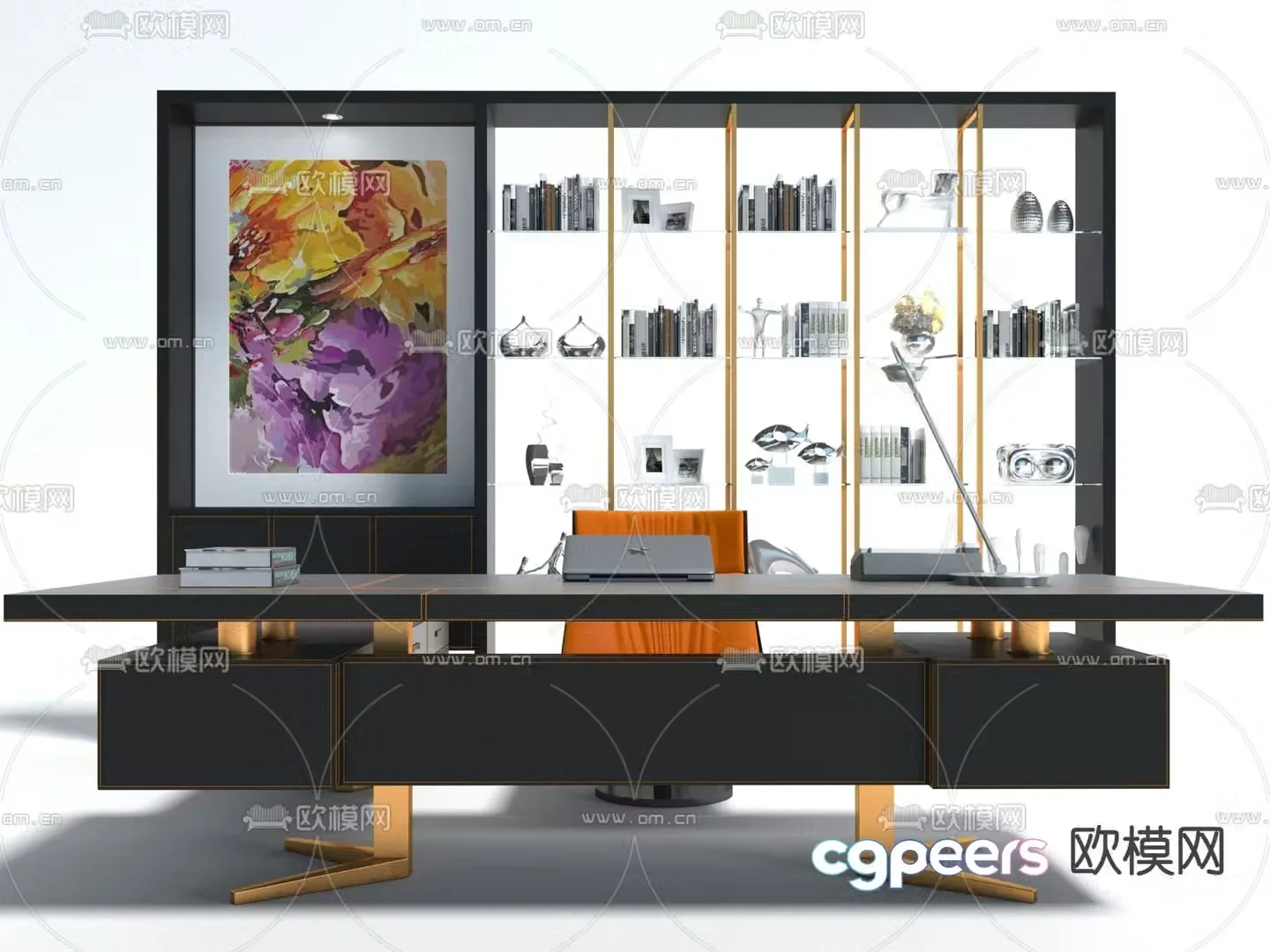 executive desk desk display cabinet executive desk 3d model