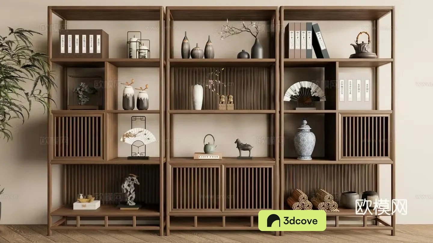 New Chinese style Zen book shelf