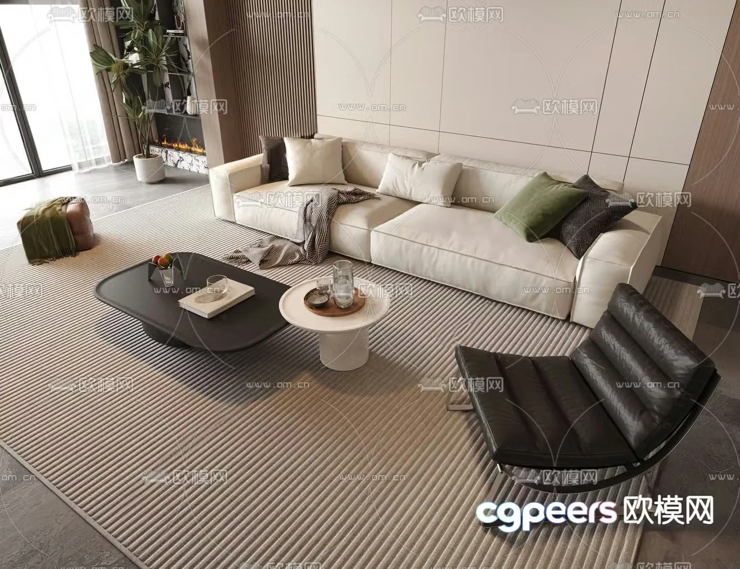 Modular sofa double sofa 3d model
