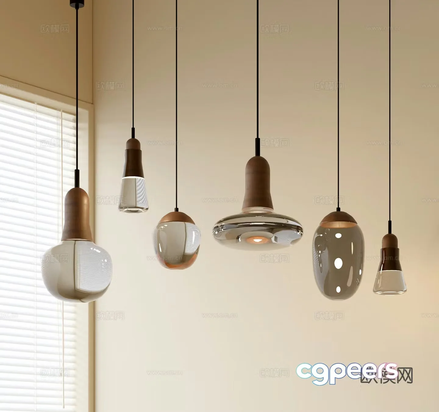 Modern simple chandelier Nordic chandeliers Mediterranean style chandelier study room lamp combined restaurant light 3D model