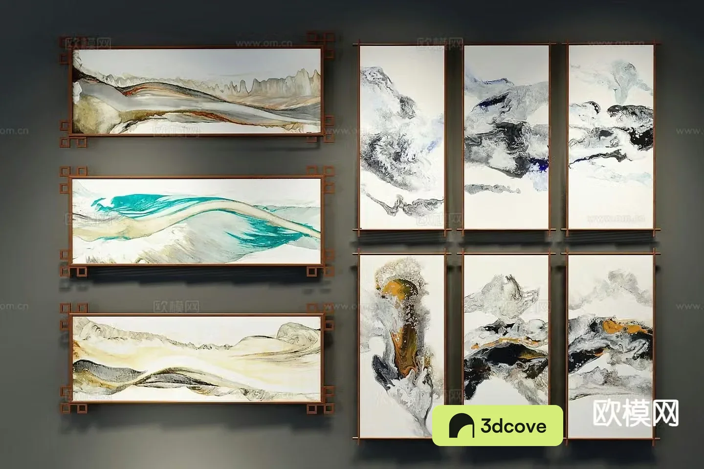 New Chinese style decorative painting combination painting banner painting