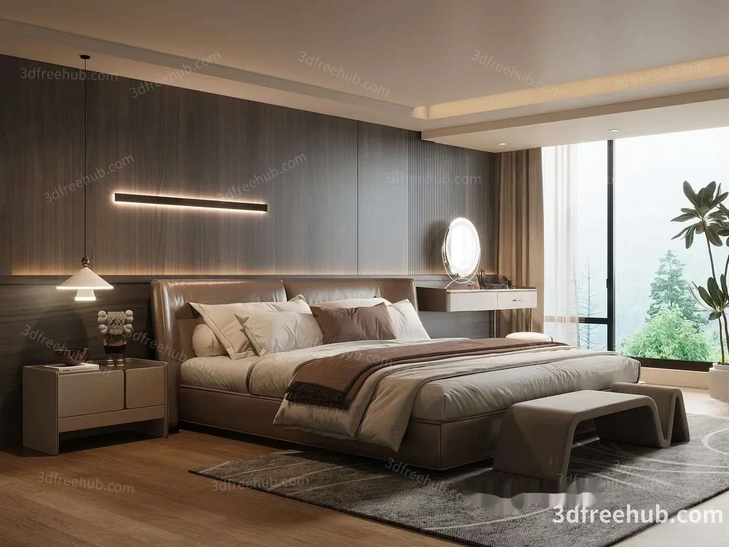 Cozy Modern Bedroom 3D Model – 19858 – VRAY Render