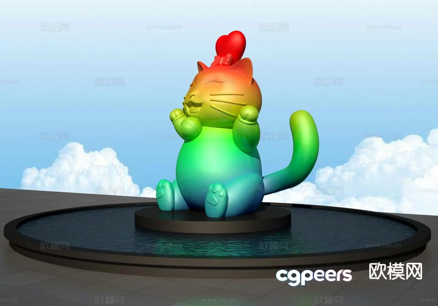 Simple coke cat sculpture sculpture landscape 3d model