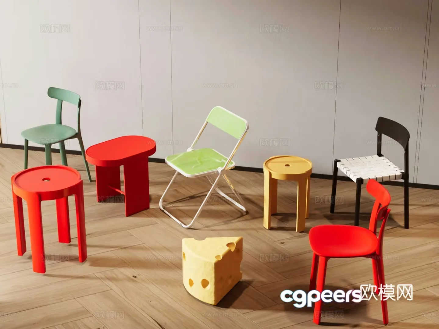 Plastic dining chair Memphis single chair Bauhaus chair Postmodern chair Dopamine dining chair 3d model