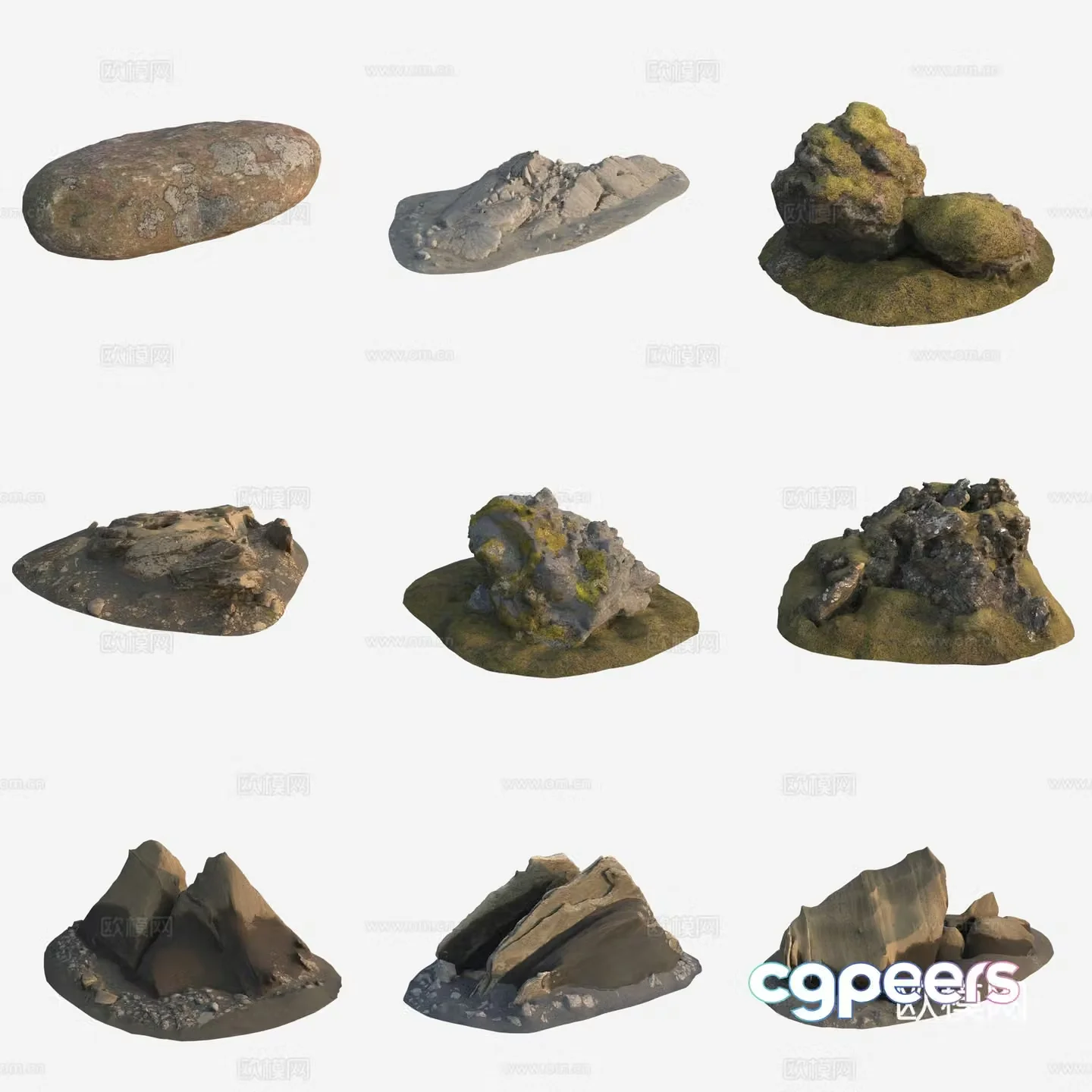 Moss Rock Volcanic Stone Large Stone 3D Model