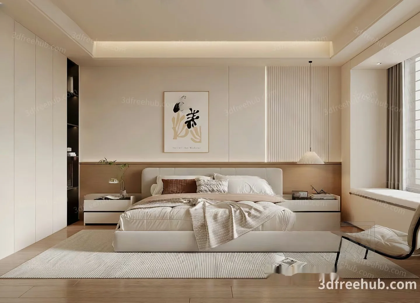 Cozy Modern Bedroom 3D Model – 18730 – VRAY Render