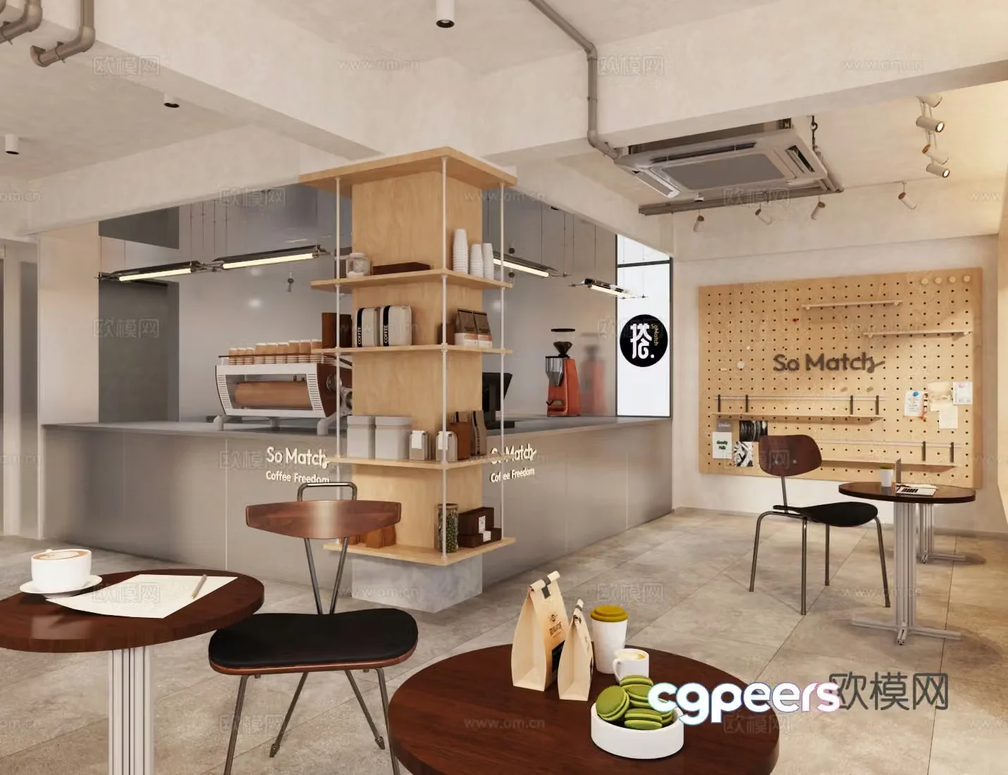 Industrial style coffee shop milk tea shop 3d model