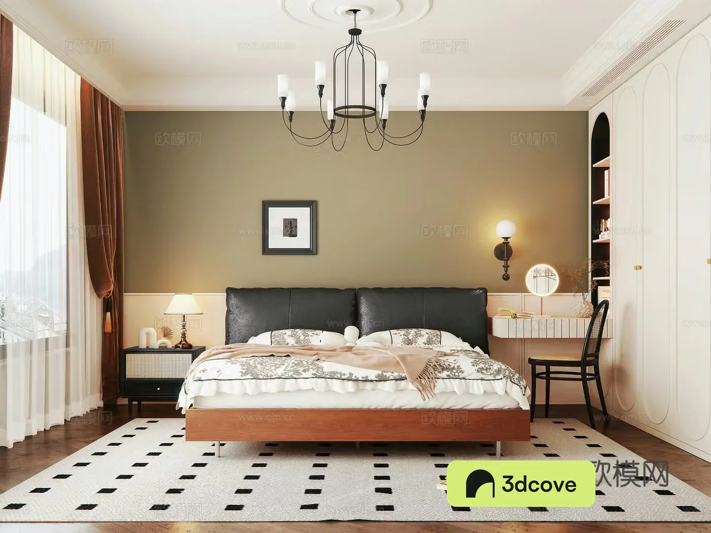 Middle style bedroom master bedroom 3D model