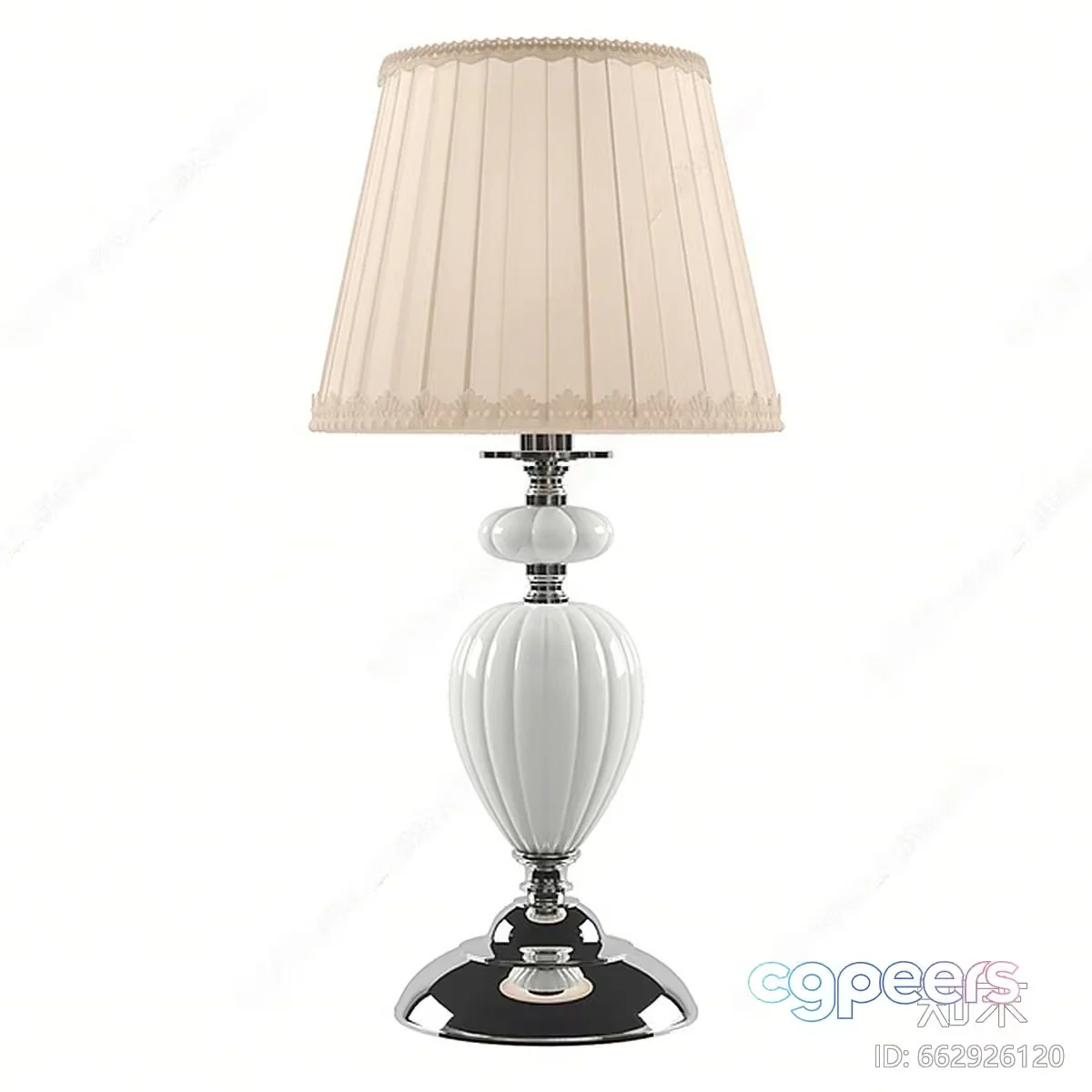 A Table Lamp With A Beige Shade 3D Model – 14185 – VRAY Render