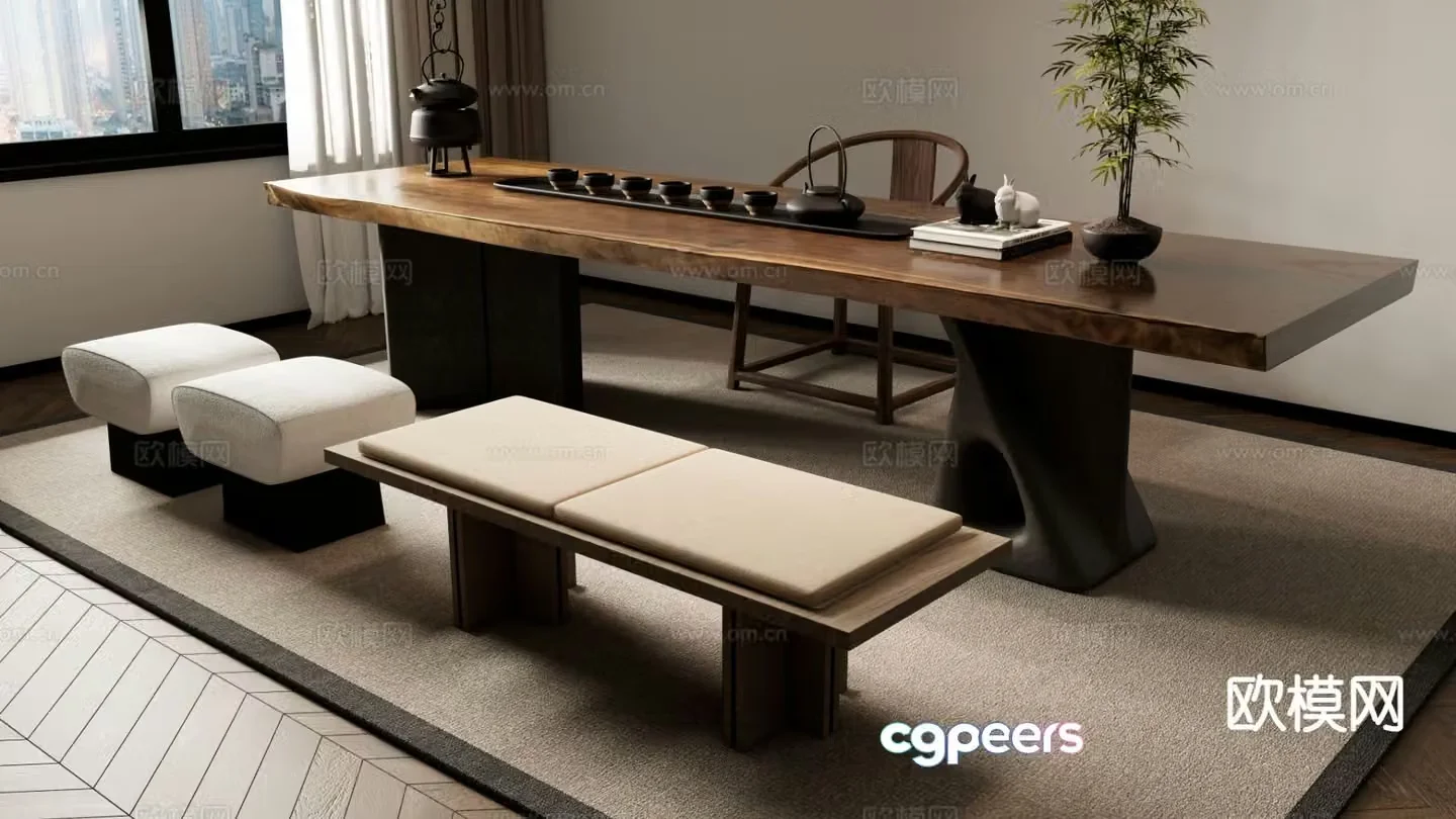 New Chinese style tea table tea table 3d model