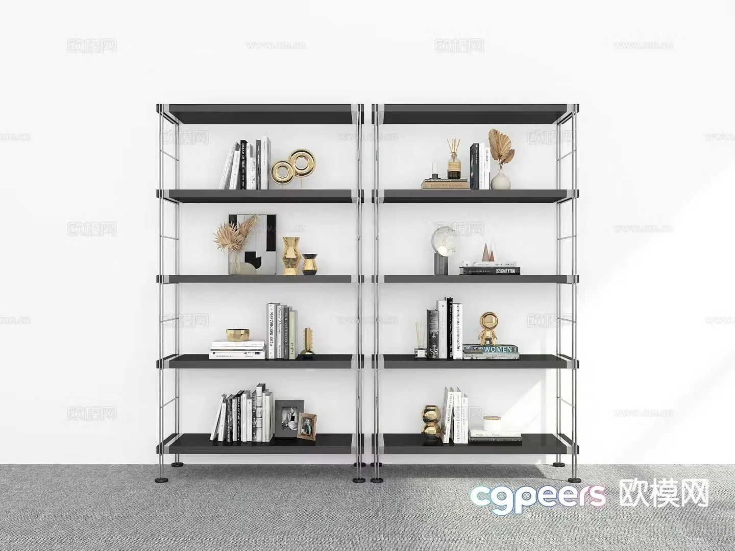 Modern bookshelf storage rack 3d model