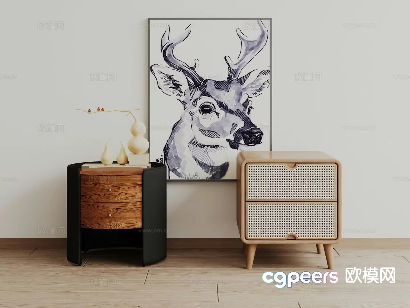 wabi-sabi bedside table 3d model
