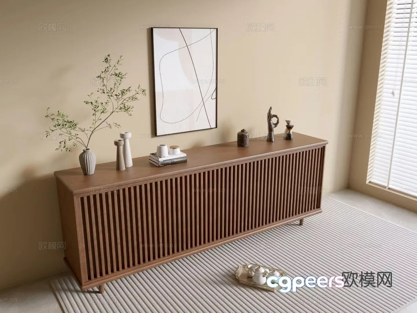 Wabi-sabi entrance cabinet 3d model