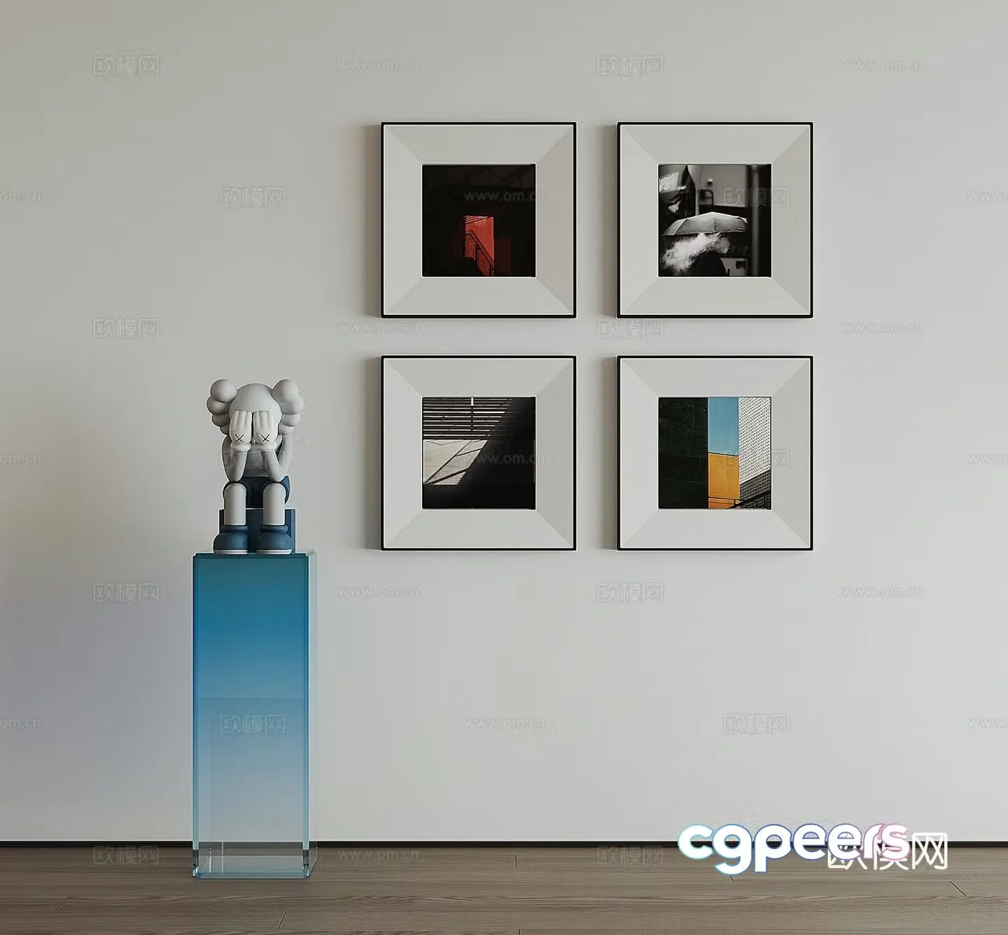 Modern hanging painting combination 3D model